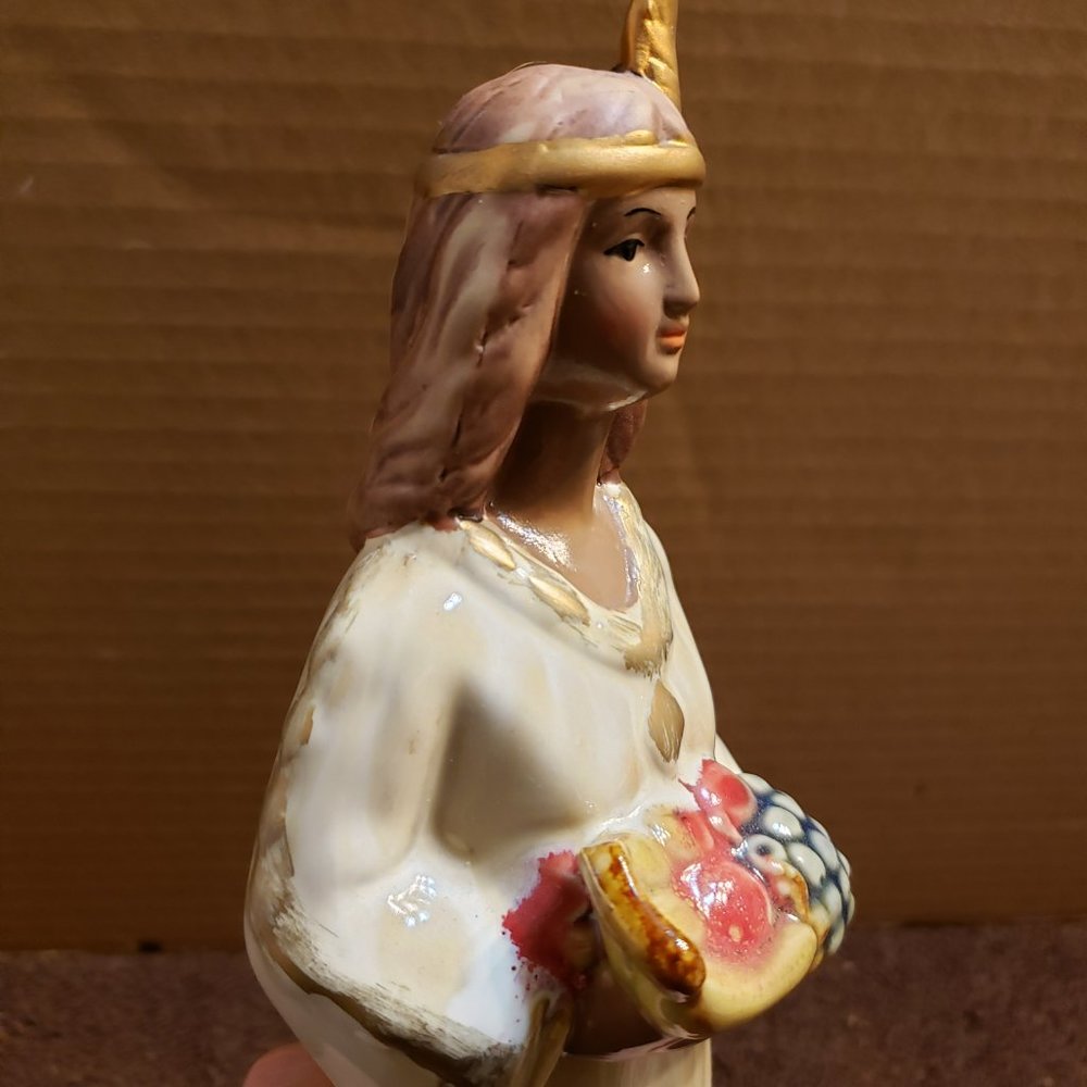 Ceramic Native American Indian Thanksgiving Figurine Statue - Picture 5 of 6